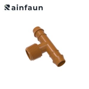 Brown Drip Irrigation Mini Male Thread Barbed Tee for PE Pipe