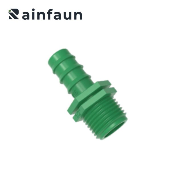 Irrigation verte d'irrigation mini connecteur barbelé en filetage mâle pour tuyau PE